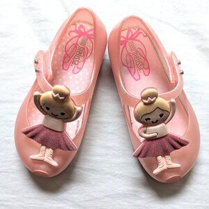 Mini Melissa Ballerina Mary Janes Flat Pink Size US 9 EUR 25/26